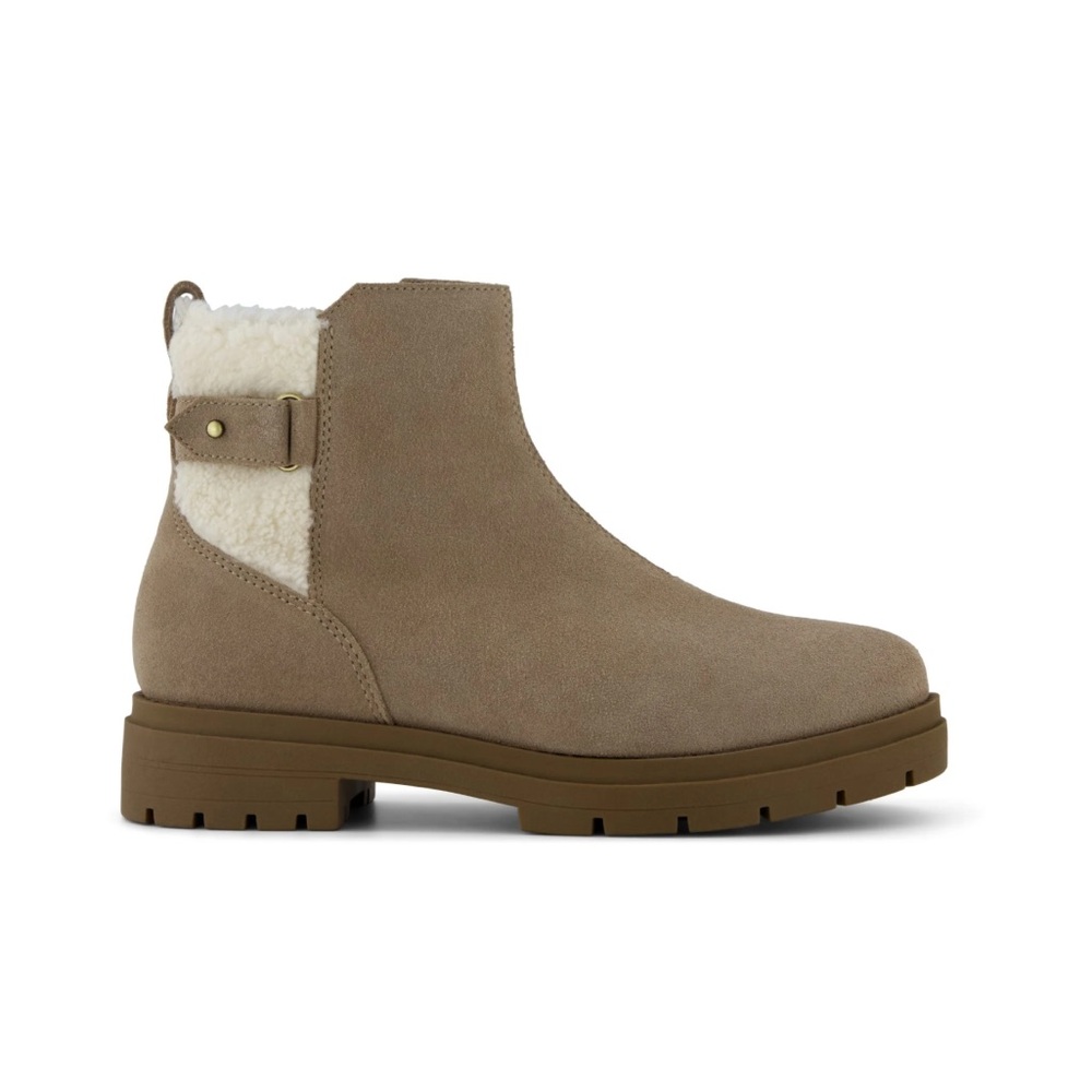 NWT TOMS Astrid Water Repellent Suede Ankle Boots‎ Dune Womens 9.5